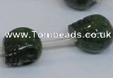 CPY797 Top drilled 16mm carved skull pyrite gemstone beads