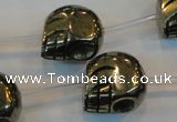 CPY89 15.5 inches 18mm carved skull pyrite gemstone beads wholesale