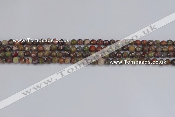 CRA160 15.5 inches 4mm faceted round rainforest agate beads