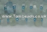 CRB1311 15.5 inches 6*10mm faceted rondelle aquamarine beads