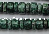 CRB162 15.5 inches 5*14mm & 10*14mm rondelle green picture jasper beads