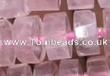CRB2006 15.5 inches 9mm - 10mm faceted tyre rose quartz beads