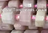 CRB2065 15.5 inches 7mm - 8mm faceted tyre kunzite gemstone beads