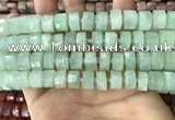 CRB2166 15.5 inches 11mm - 12mm faceted tyre light prehnite beads