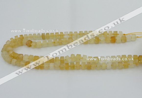 CRB454 15.5 inche 6*10mm tyre matte citrine gemstone beads
