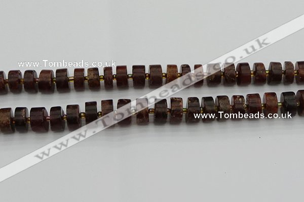 CRB508 15.5 inches 7*14mm tyre orange garnet beads wholesale