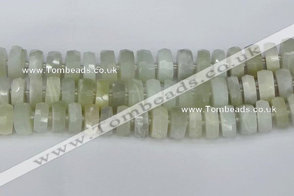 CRB814 15.5 inches 8*18mm faceted rondelle grey moonstone beads