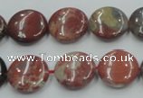 CRE07 16 inches 15mm flat round natural red jasper beads wholesale