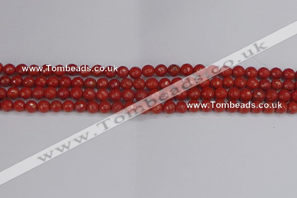 CRE338 15.5 inches 4mm faceted round red jasper beads