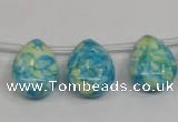 CRF148 Top-drilled 13*18mm flat teardrop dyed rain flower stone beads