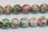 CRF25 15.5 inches 12mm round dyed rain flower stone beads wholesale