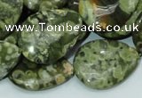 CRH49 15.5 inches 22*30mm flat teardrop rhyolite beads wholesale