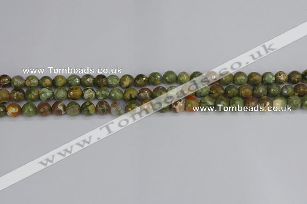 CRH526 15.5 inches 4mm faceted round rhyolite beads wholesale
