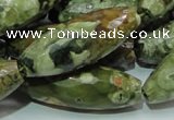 CRH72 15.5 inches 15*40mm faceted rice rhyolite beads wholesale