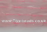 CRI02 15.5 inches 10*30mm faceted rice rose quartz beads wholesale