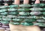 CRI148 15.5 inches 10*30mm faceted rice ruby zoisite beads