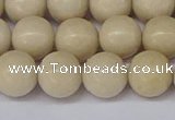 CRJ603 15.5 inches 10mm round white fossil jasper beads wholesale