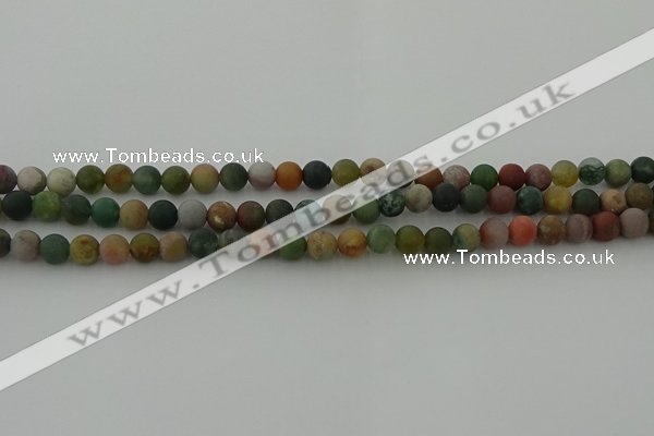 CRO1081 15.5 inches 6mm round matte Indian agate beads wholesale