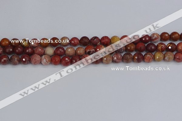 CRO1190 15.5 inches 8mm faceted round red porcelain beads