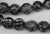 CRO284 15.5 inches 12mm round snowflake obsidian beads wholesale