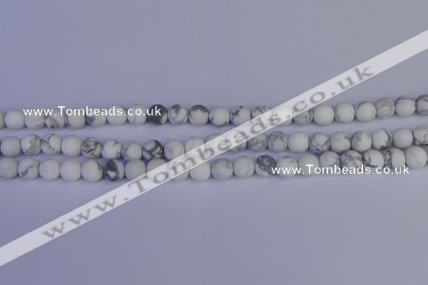 CRO982 15.5 inches 8mm round matte white howlite beads wholesale