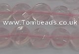 CRQ137 15.5 inches 10mm faceted coin natural rose quartz beads