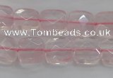 CRQ154 15.5 inches 10mm faceted square natural rose quartz beads