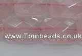 CRQ167 15.5 inches 15*20mm faceted rectangle natural rose quartz beads