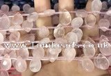 CRQ561 Top drilled 10*14mm faceted briolette rose quartz beads