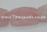 CRQ658 15.5 inches 22*30mm faceted rectangle rose quartz beads