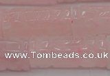CRQ706 15.5 inches 14*31mm carved column rose quartz beads