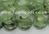 CRU110 15.5 inches 16mm flat round green rutilated quartz beads