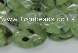 CRU115 15.5 inches 18*25mm faceted oval green rutilated quartz beads