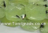 CRU121 15.5 inches 25*25mm faceted square green rutilated quartz beads