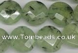 CRU185 15.5 inches 18mm faceted coin green rutilated quartz beads