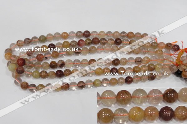 CRU454 15.5 inches 9mm round Multicolor rutilated quartz beads