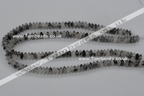 CRU66 15.5 inches 5*10mm rondelle black rutilated quartz beads