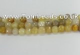CRU669 15.5 inches 10mm faceted round golden rutilated quartz beads