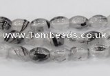 CRU71 15.5 inches 8*10mm rice black rutilated quartz beads wholesale