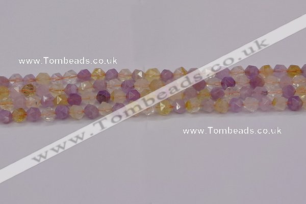 CRU771 15.5 inches 6mm faceted nuggets lavender amethyst & citrine beads
