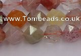 CRU777 15.5 inches 8mm faceted nuggets mixed rutilated quartz beads
