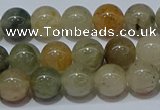 CRU902 15.5 inches 8mm round green rutilated quartz beads wholesale