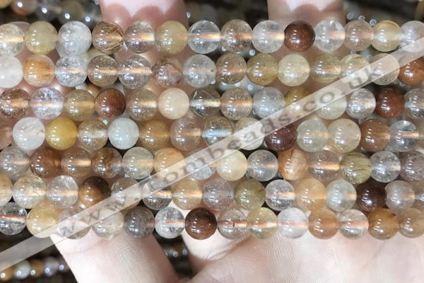 CRU944 15.5 inches 6mm round mixed rutilated quartz beads
