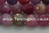 CRZ1124 15.5 inches 8mm faceted round natural ruby gemstone beads