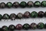 CRZ551 15.5 inches 9mm faceted round Chinese ruby zoisite beads