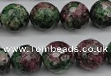 CRZ553 15.5 inches 15mm faceted round Chinese ruby zoisite beads