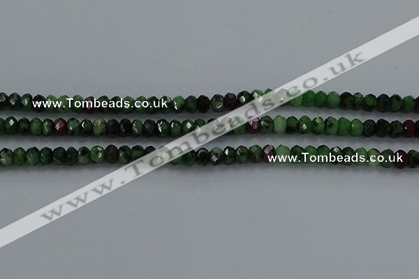 CRZ752 15.5 inches 3*5mm faceted rondelle ruby zoisite beads