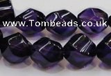 CSA11 15.5 inches 12*15mm twisted rice synthetic amethyst beads
