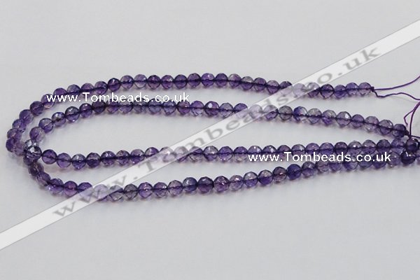 CSA15 15.5 inches 7mm faceted round synthetic amethyst beads