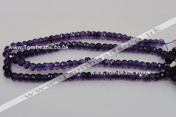 CSA21 15.5 inches 6*10mm faceted rondelle synthetic amethyst beads